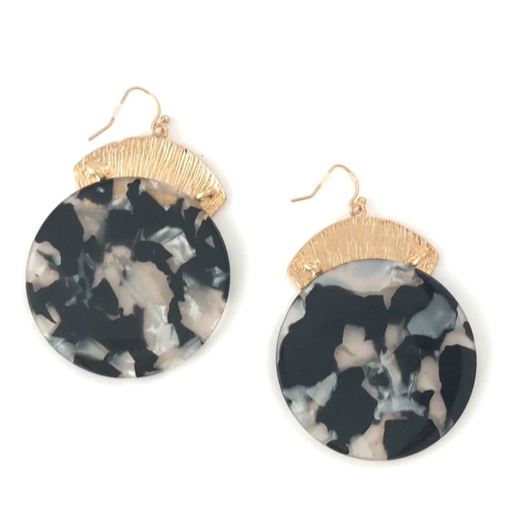 Gold and Black Deco Earrings - Picture 5 of 6